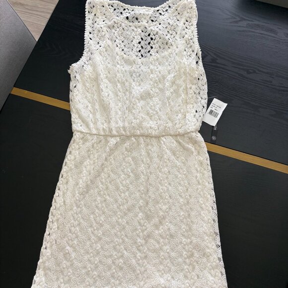 As U Wish Fully Lined All Over Lace Dress Cream (Close to White) Size Small NWT - Picture 3 of 8